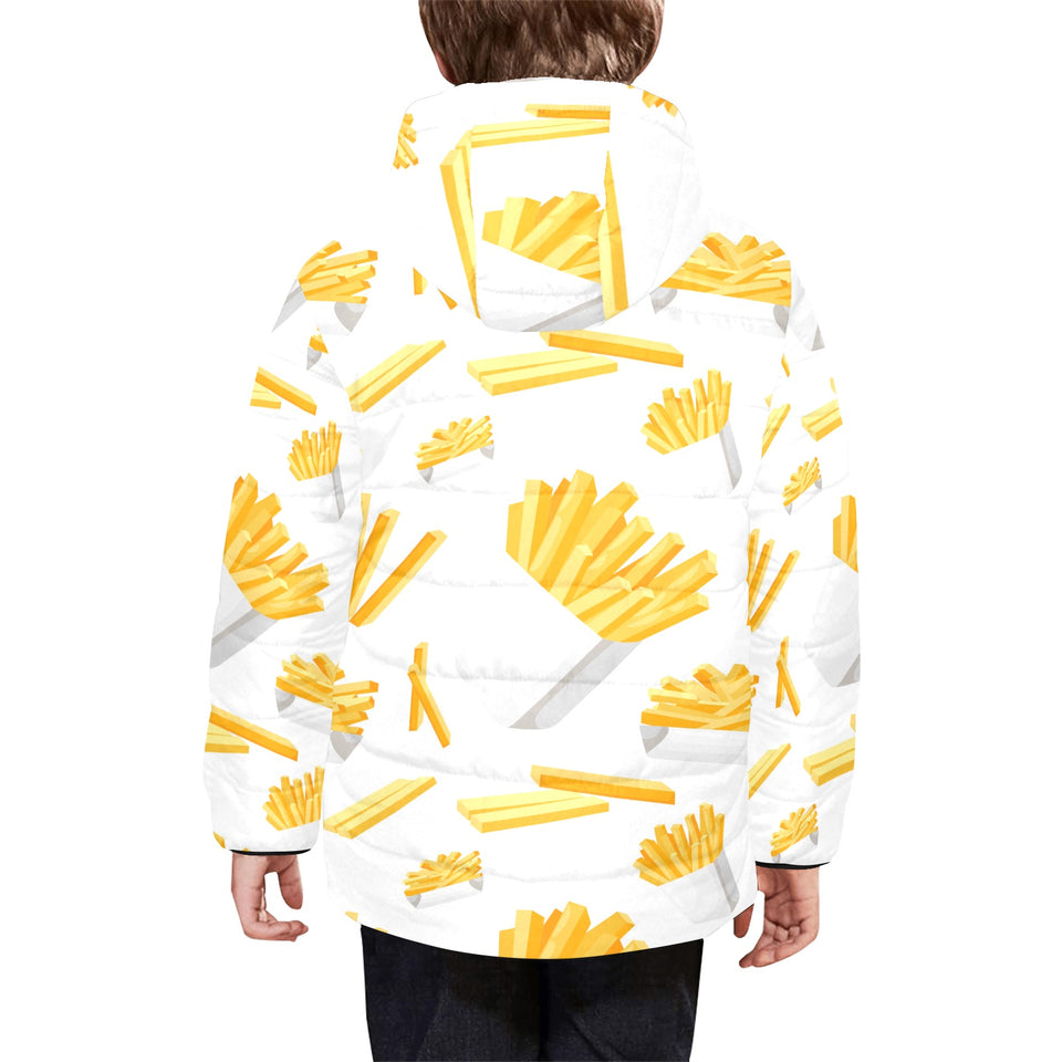 French fries white paper box pattern Kids' Boys' Girls' Padded Hooded Jacket