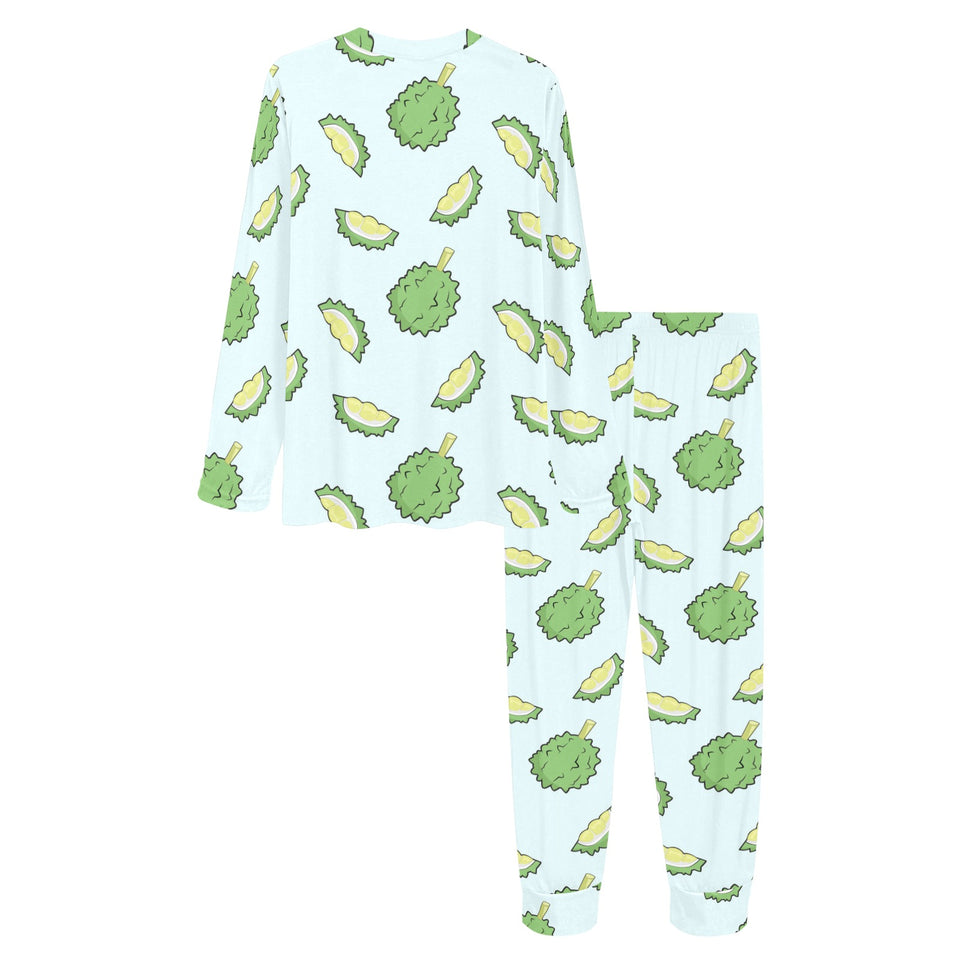 Durian pattern blue background Women's All Over Print Pajama Set