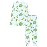 Durian pattern blue background Women's All Over Print Pajama Set