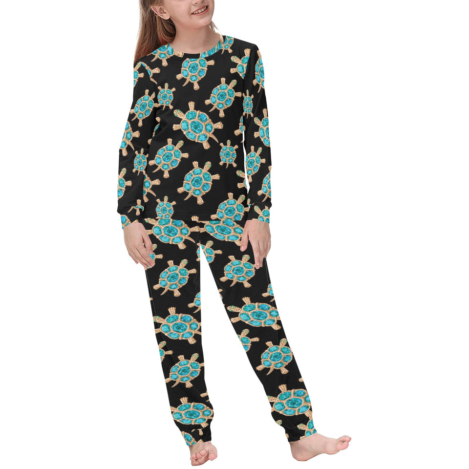 Sea turtle blue stone pattern Kids' Boys' Girls' All Over Print Pajama Set