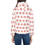 Daruma japanese wooden doll pattern Women's Padded Hooded Jacket