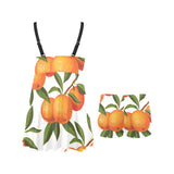 Oranges pattern background Chest Sexy Pleated Two Piece Swim Dress
