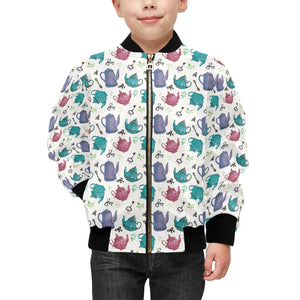 Tea pots Pattern Print Design 05 Kids' Boys' Girls' Bomber Jacket
