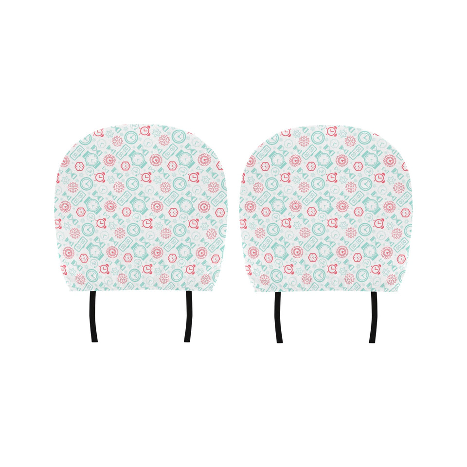 Clock time pattern blackground Car Headrest Cover