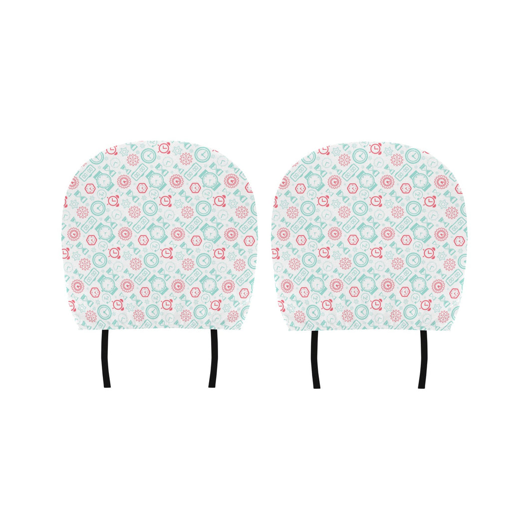Clock time pattern blackground Car Headrest Cover