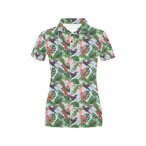 Hummingbird Pattern Print Design 05 Women's All Over Print Polo Shirt