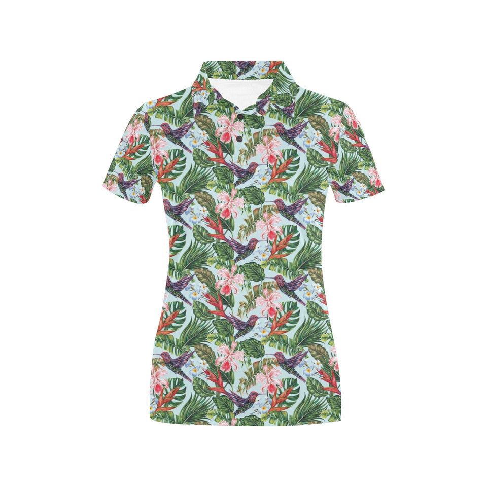 Hummingbird Pattern Print Design 05 Women's All Over Print Polo Shirt