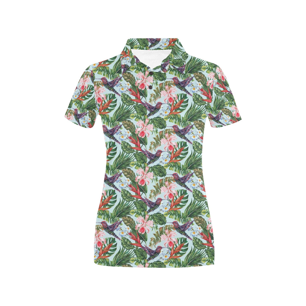 Hummingbird Pattern Print Design 05 Women's All Over Print Polo Shirt