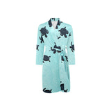 Sea turtle with blue ocean backgroud Men's Long Sleeve Belted Night Robe