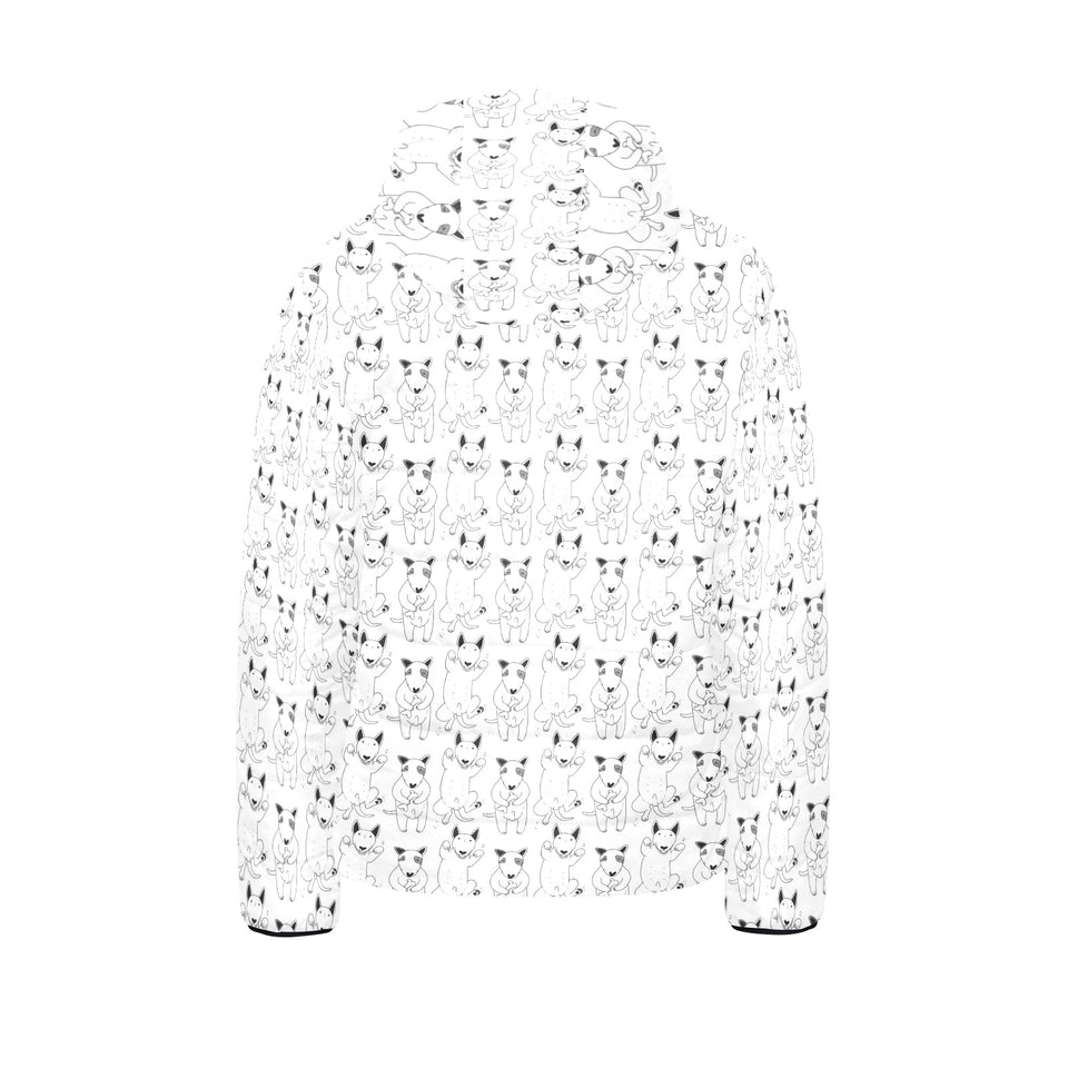 Bull Terrier Pattern Print Design 02 Kids' Boys' Girls' Padded Hooded Jacket