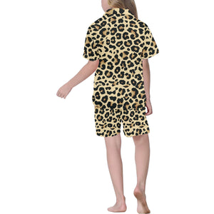 Leopard print design pattern Kids' Boys' Girls' V-Neck Short Pajama Set