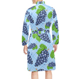 Watercolor grape pattern Men's Long Sleeve Belted Night Robe