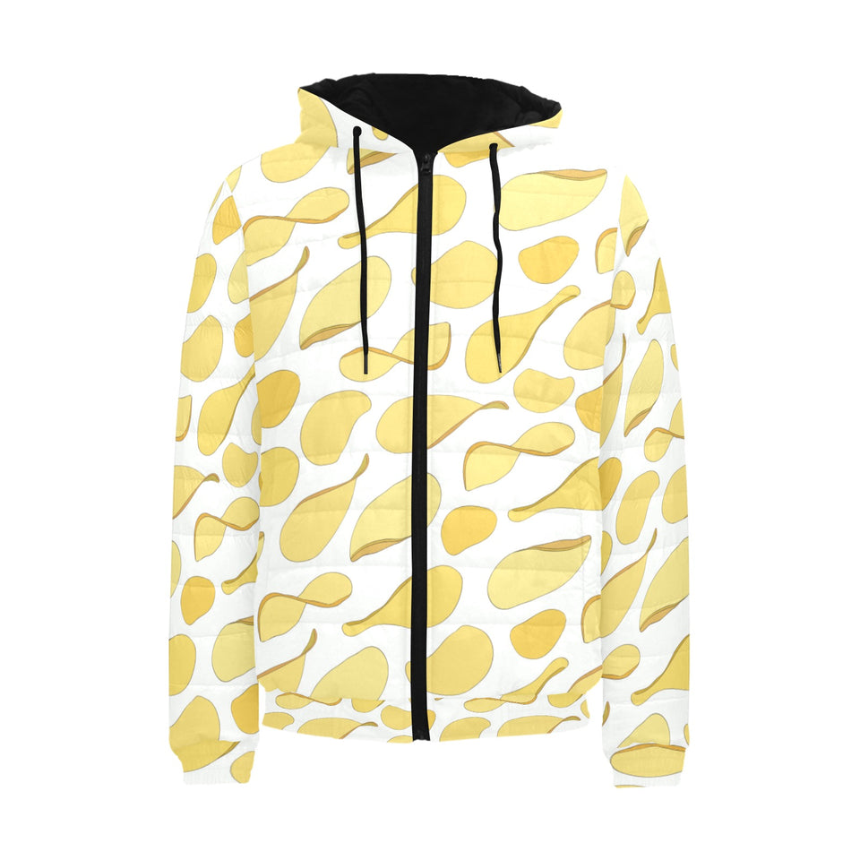 Potato Chips Pattern Print Design 02 Men's Padded Hooded Jacket