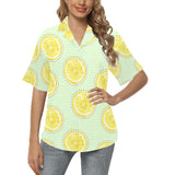 slice of lemon pattern Women's All Over Print Hawaiian Shirt