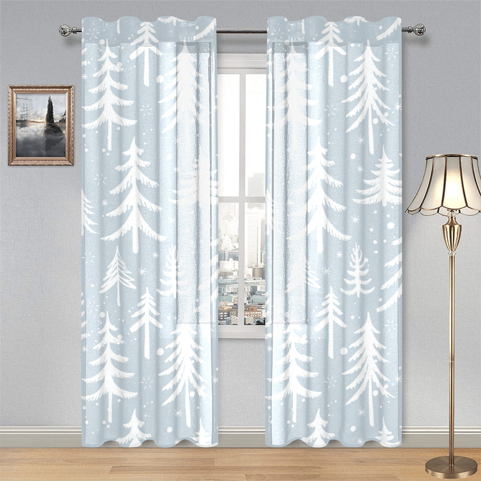 Christmas tree winter forest pattern Gauze Curtain