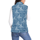 Hand drawn sailboat pattern Women's Padded Vest