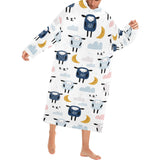 Cute sleeping sheep moon cloud pattern Blanket Robe with Sleeves