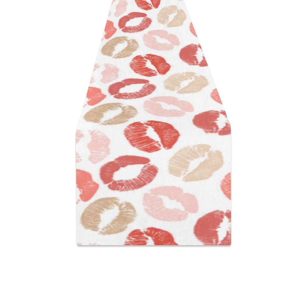 Lips Pattern Print Design 04 Table Runner