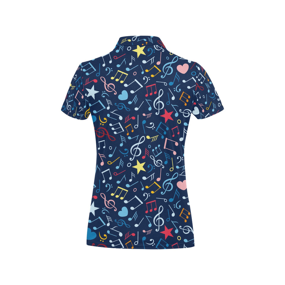 Music Notes Pattern Print Design 03 Women's All Over Print Polo Shirt