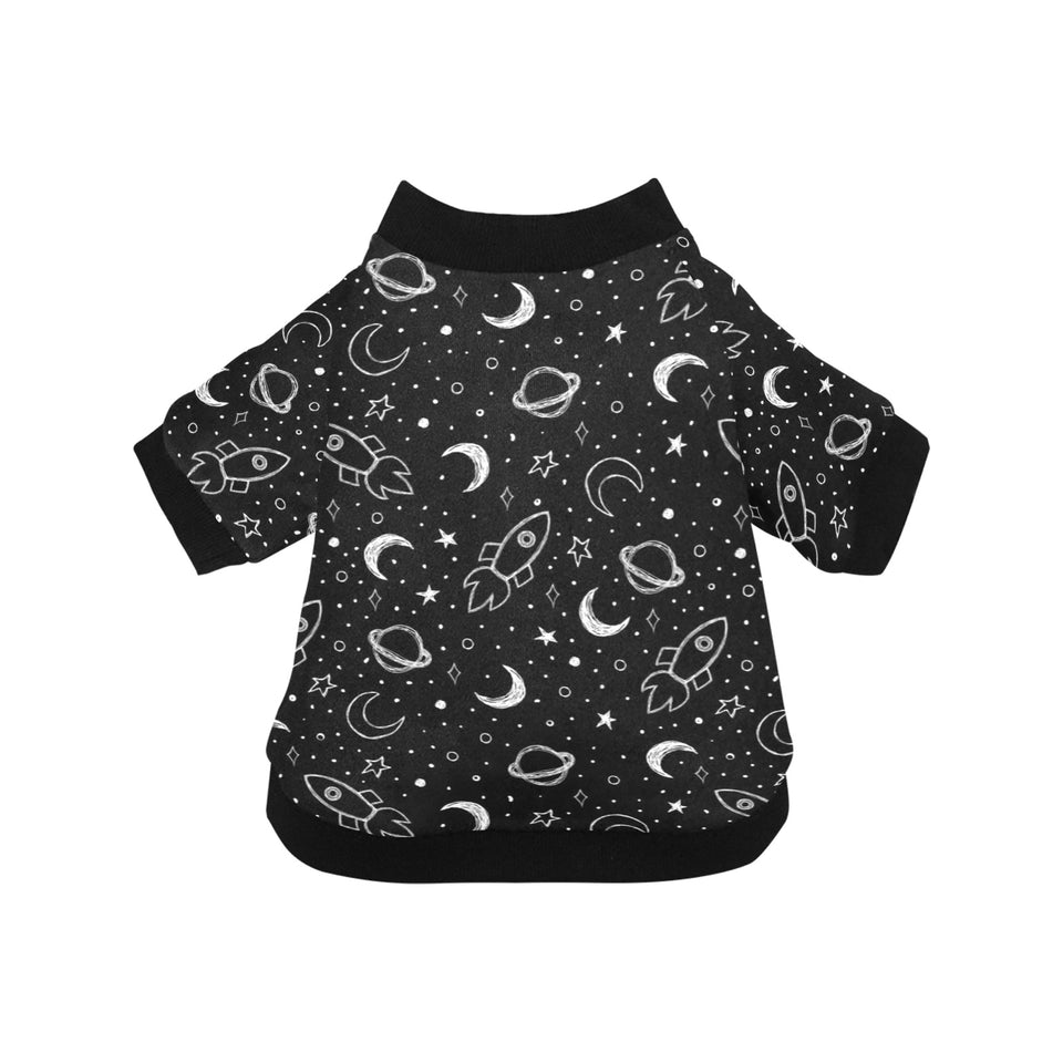 Hand drawn space rocket star planet All Over Print Pet Dog Round Neck Fuzzy Shirt