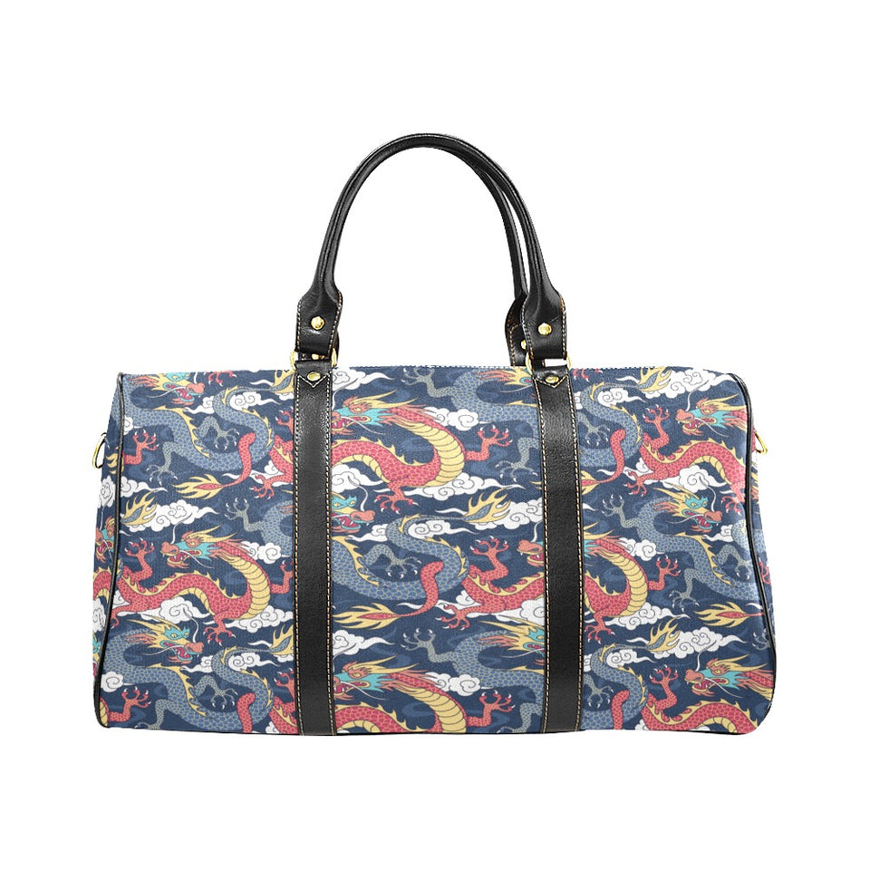 Blue red dragon cloud pattern Travel Bag