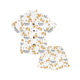 Cute beagle dog pattern background Kids' Boys' Girls' V-Neck Short Pajama Set