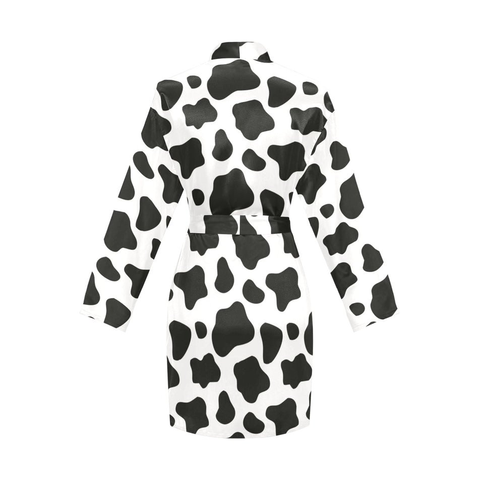 Cow skin pattern Women's Long Sleeve Belted Night Robe