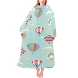 Hot Air Balloon design Pattern Blanket Robe with Sleeves