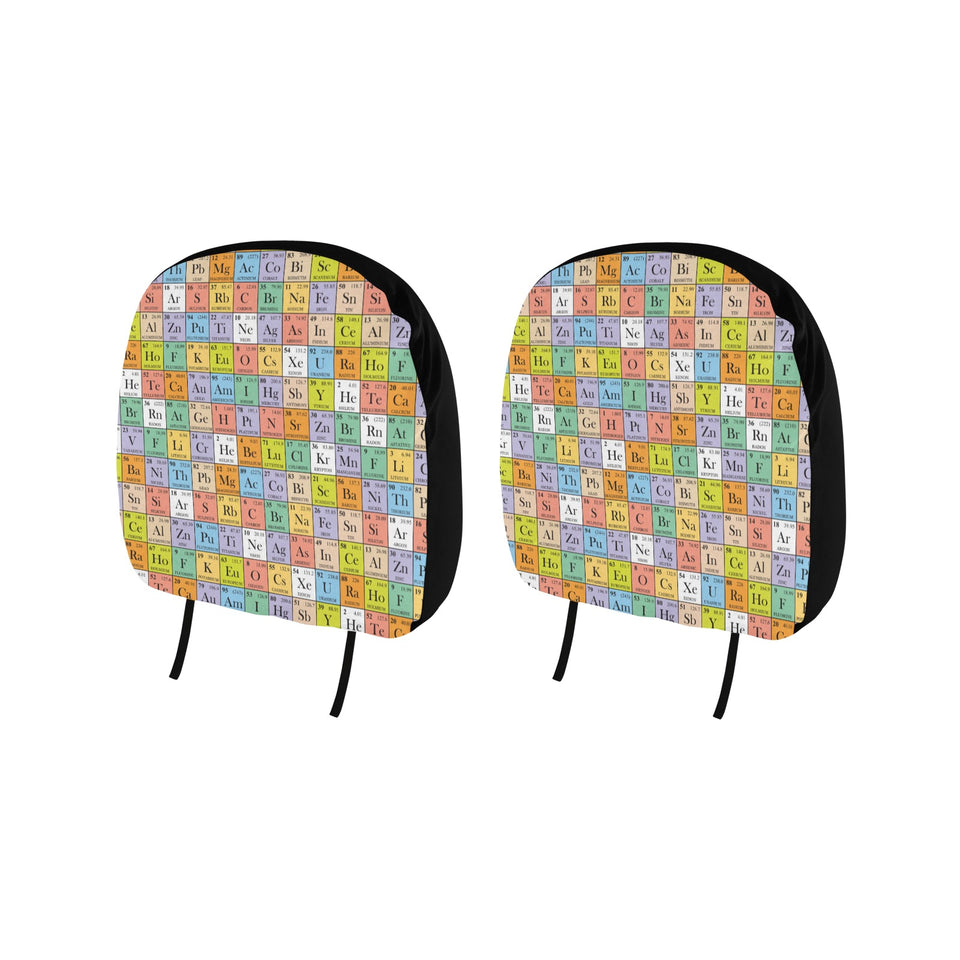 Chemistry Periodic Table Pattern Print Design 01 Car Headrest Cover