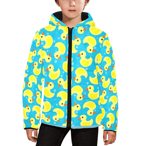 Duck Pattern Print Design 04 Kids' Boys' Girls' Padded Hooded Jacket