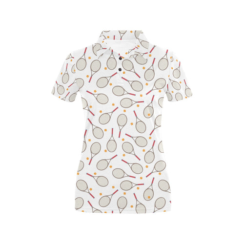 Tennis Pattern Print Design 04 Women's All Over Print Polo Shirt