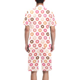Colorful donut pattern Men's V-Neck Short Pajama Set