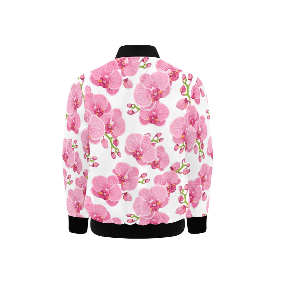pink purple orchid pattern background Kids' Boys' Girls' Bomber Jacket