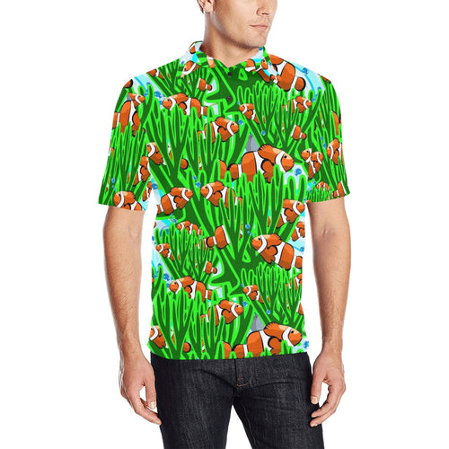 Clown Fish Pattern Print Design 01 Men's All Over Print Polo Shirt