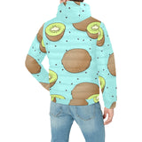 Kiwi blue background Men's Padded Hooded Jacket