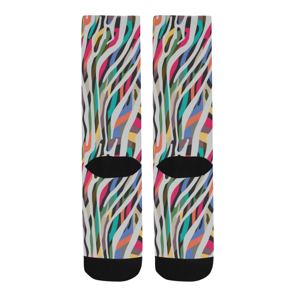 Colorful zebra skin pattern Crew Socks
