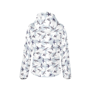 Swallow Pattern Print Design 05 Women's Padded Hooded Jacket