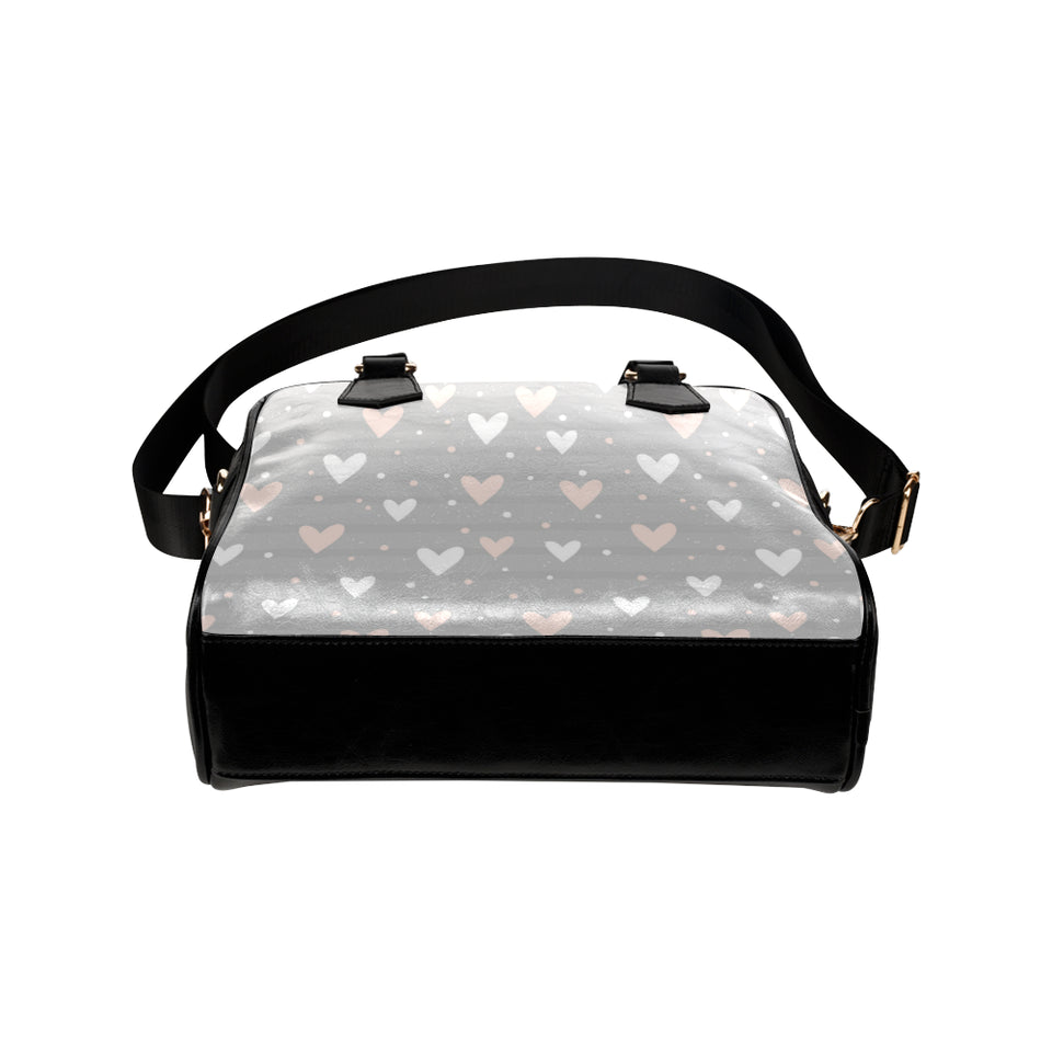 Heart pattern gray background Shoulder Handbag