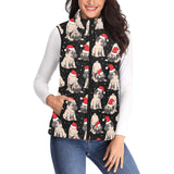 Christmas Pugs Santa_s red cap pattern Women's Padded Vest