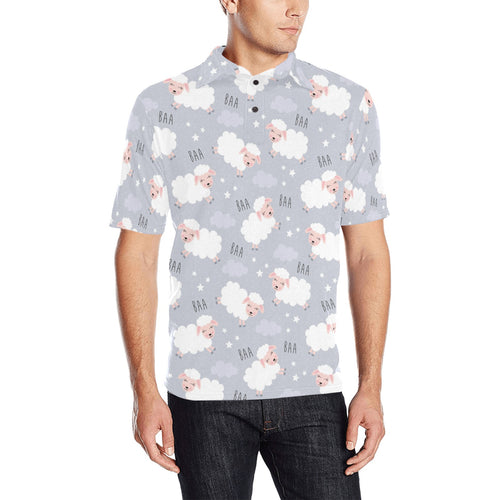 Sweet dreams sheep pattern Men's All Over Print Polo Shirt