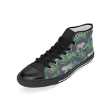 white bengal tigers tropical plant Men's High Top Canvas Shoes Black