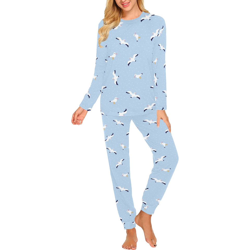 Seagull Pattern Print Design 02 Women's All Over Print Pajama Set