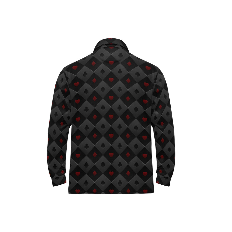 Casino Cards Suits Pattern Print Design 05 Men's Long Sleeve Polo Shirt