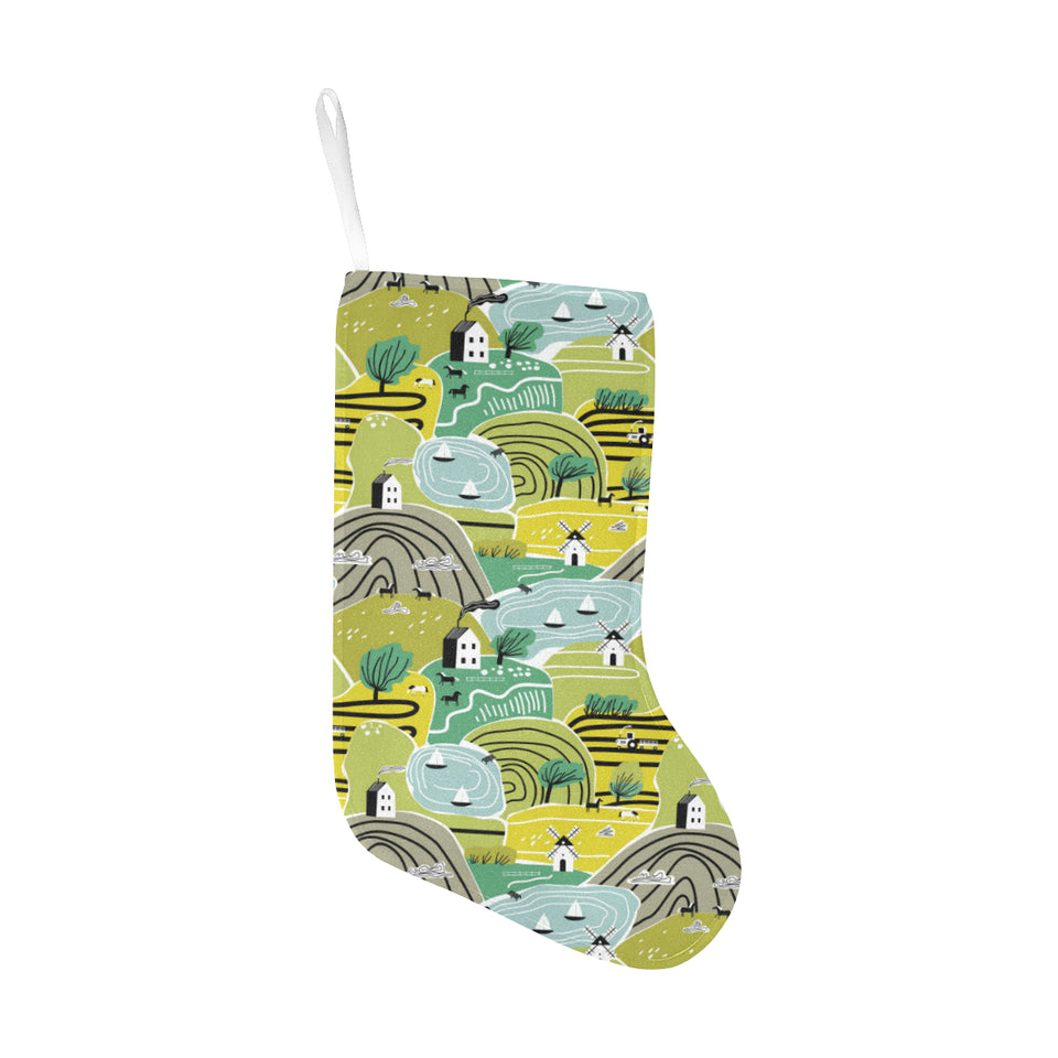 Hand drawn windmill pattern Christmas Stocking