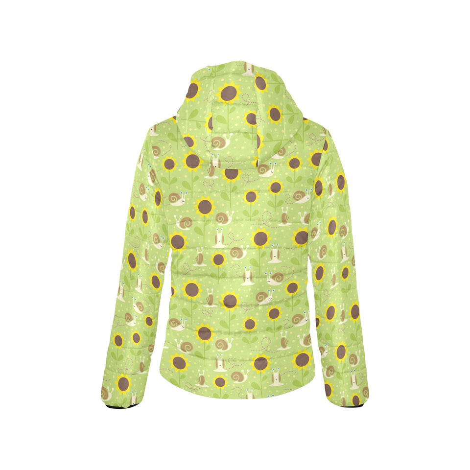Snail Pattern Print Design 01 Women's Padded Hooded Jacket