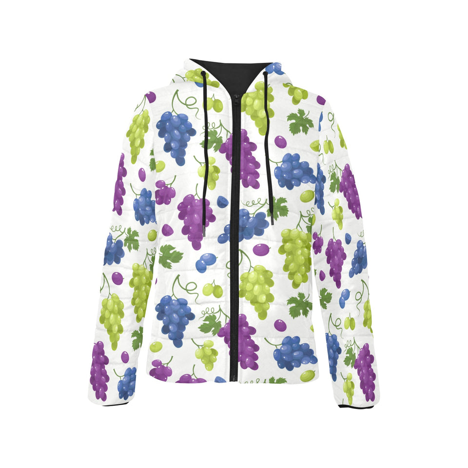 Grape pattern Women's Padded Hooded Jacket