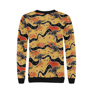 Kangaroo Australian aboriginal art pattern Women's Crew Neck Sweatshirt