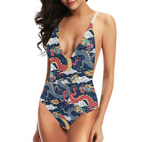 Blue red dragon cloud pattern Women's One-Piece Swimsuit