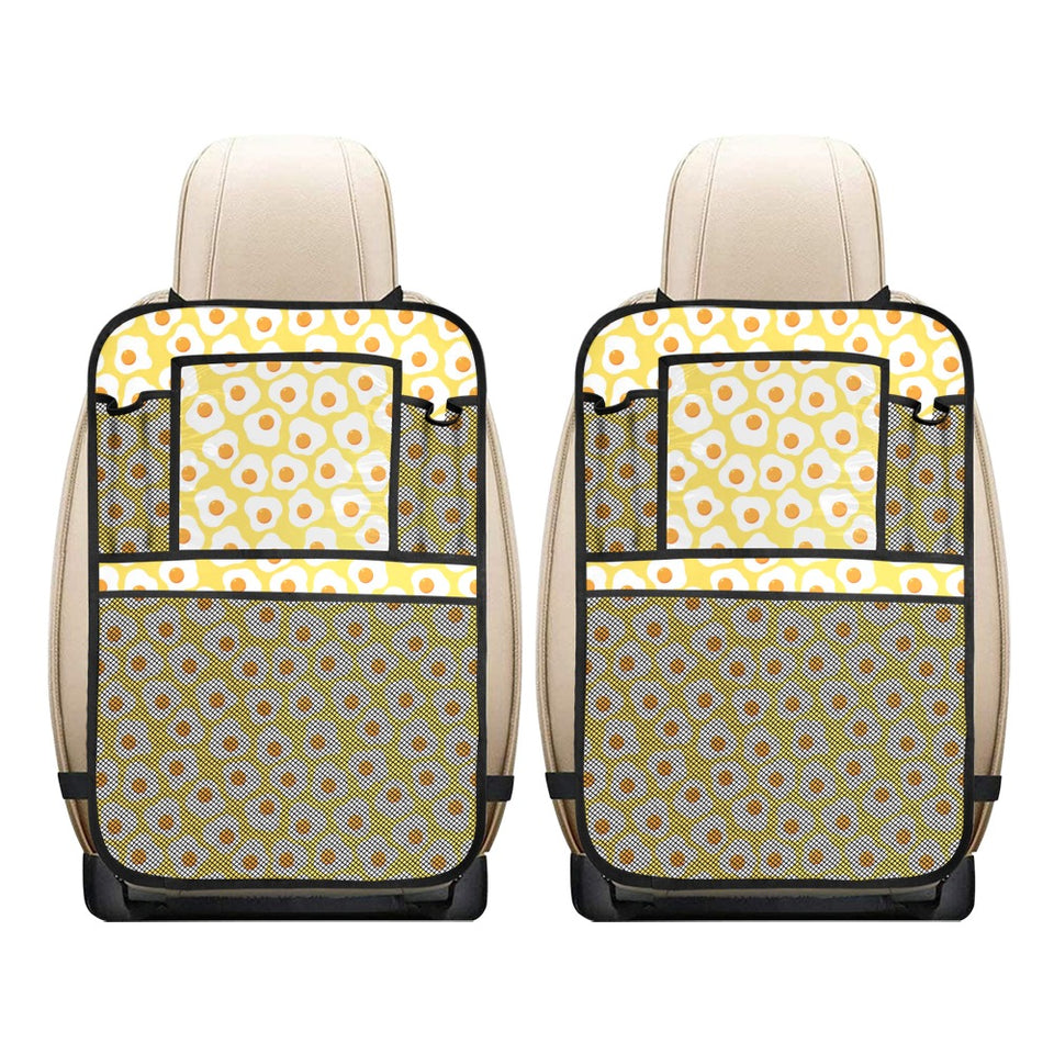 Fried Eggs Pattern Print Design 05 Car Seat Back Organizer