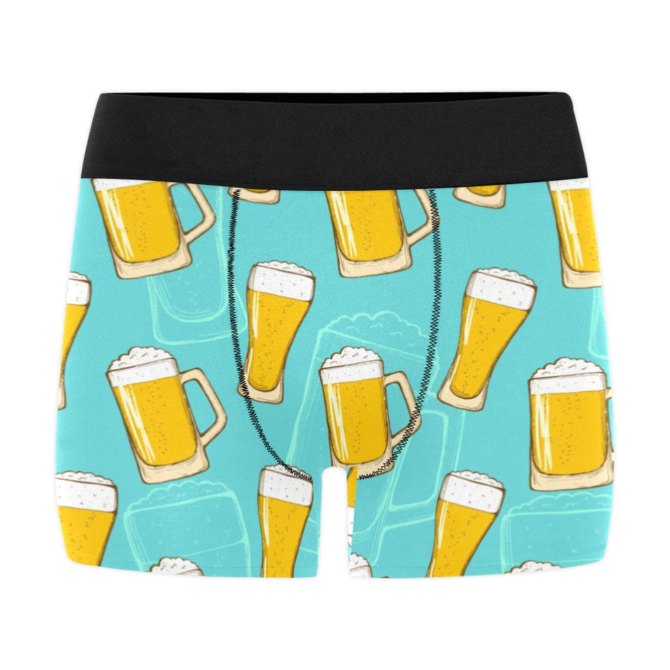 Beer pattern green background Men's All Over Print Boxer Briefs Men's Underwear